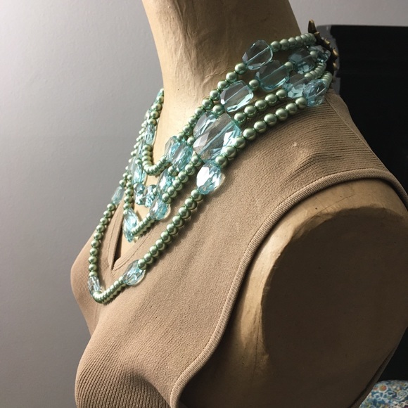 Heidi Daus Facetted Aqua Glass & Pearls Necklace - Picture 6 of 13